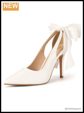 IDIFU Stiletto Pumps Closed Toe High Heels Bow Dress Shoes Women
